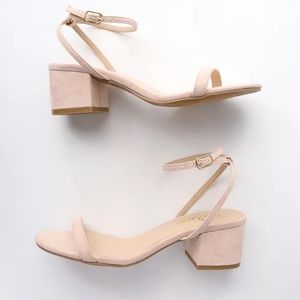 Lulu's Julie Light Nude Suede Ankle Strap Heels Size 7